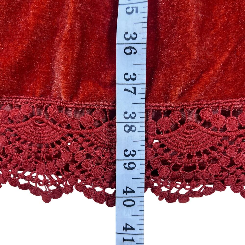 Rust Velvet Lace Mini Dress 3XL | Whimsigoth Fairycore Boho Witchy Romantic - Picture 14 of 16